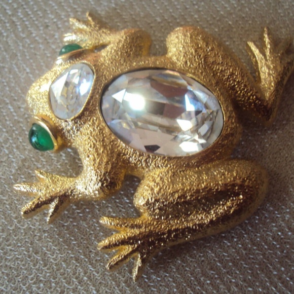 Vintage Christian Dior Crystal Frog Brooch Vintage Christian Dior